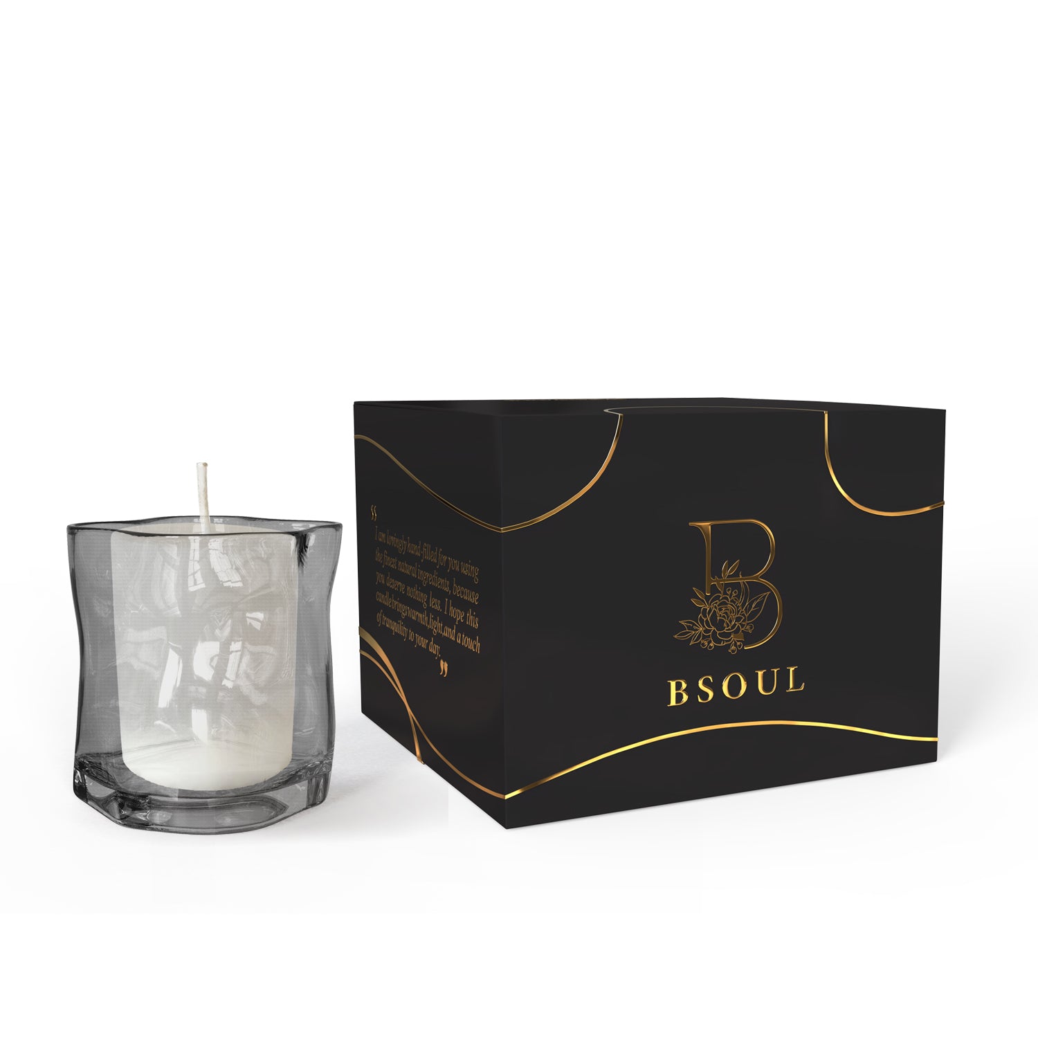 Grey Blown Glass Candle